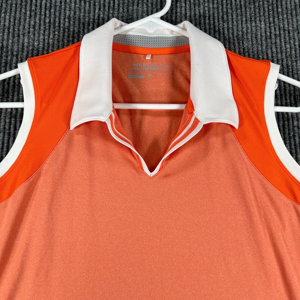 Nike Polo Shirt Womens Small Orange Sleeveless Outdoor Casual Golf Lightweight